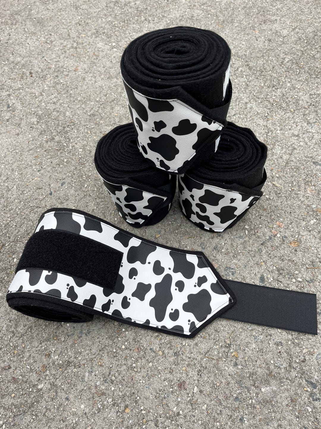 Polo Cow Pattern Polo Wraps COW Print Faux Leather Black/white Horse Polo Wraps Sets of ...