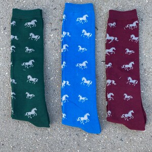Horse Socks, Riding Sox, Equestrian Tall Socks, Riding Boot Sox, Running Horses, Fits Ladies Size 6-11