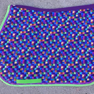 Saddle Pad Blue Square Horse and Pony sizes by The Barn Closet Blues Purples Lime