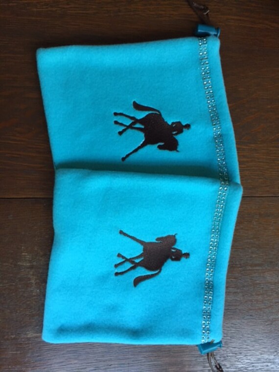 Custom Pair of STIRRUP Iron Covers with Bling Trim Accent