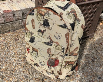 Backpack Equestrian Horse Tapestry English Print , Helmet  display picture 3