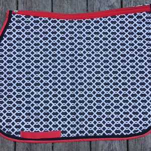 Saddle pad Custom Horse or Pony Size English Saddle Pad in Black, White, Red