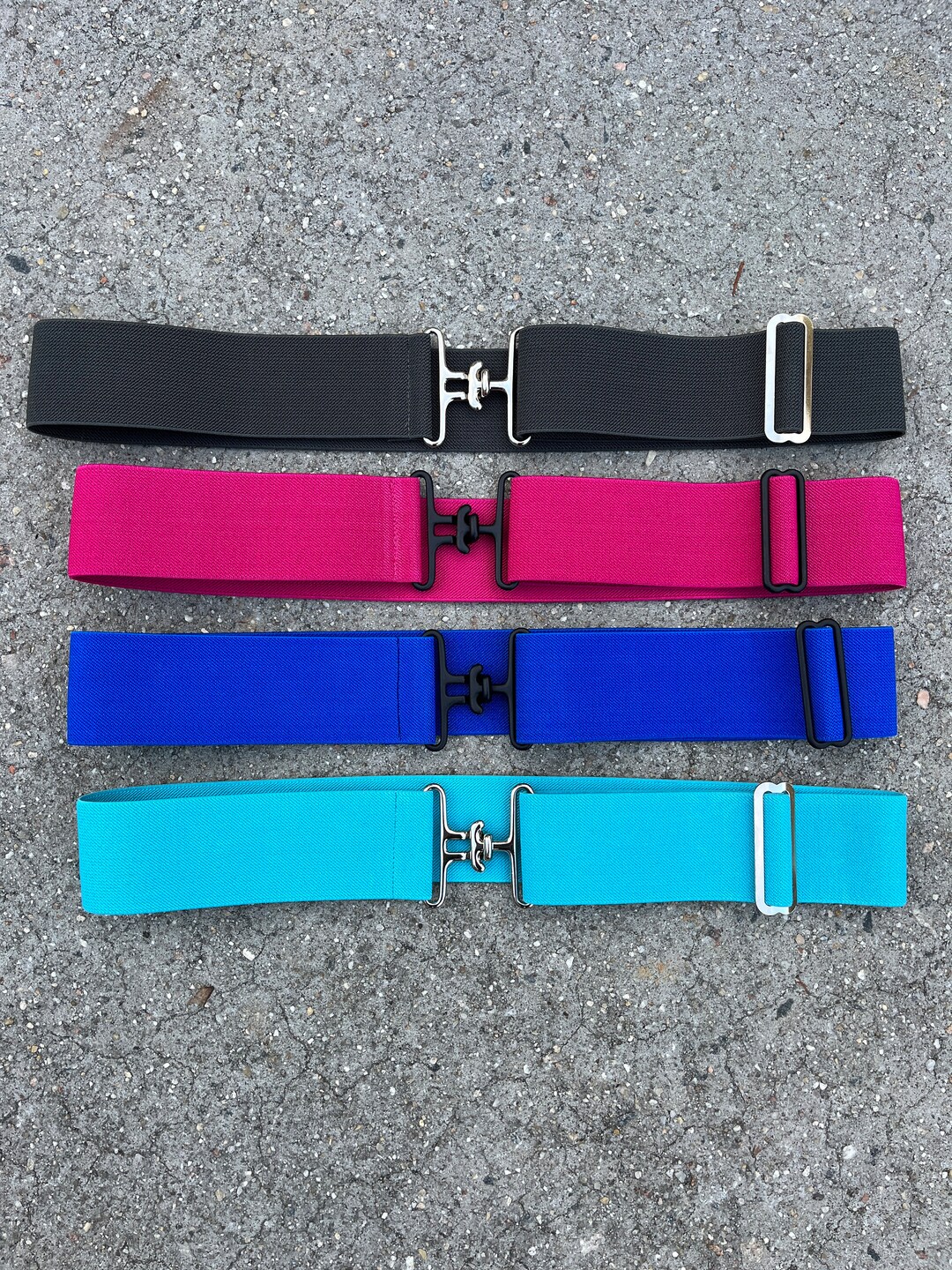 Bit Buckle Belt 2-Pack S - 1.5 Inch Elastic Horse Riding Belt With Bit Buckle, Black & Grey Equestrian Belt