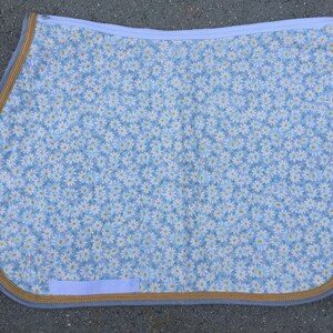 Saddle Pad Grey Daisy Horse or Pony Size with Yellow Braid Trim