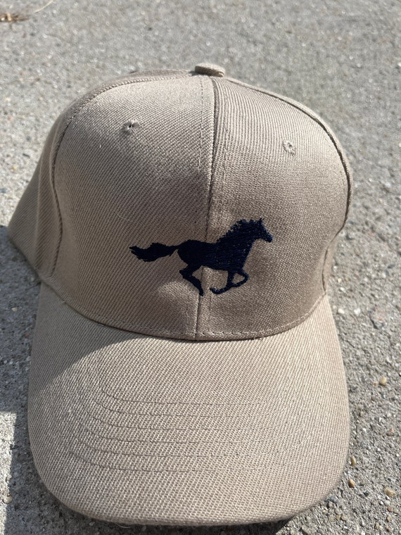 Baseball Cap Hat Horse Equestrian Embroidered Tan and Black - Etsy