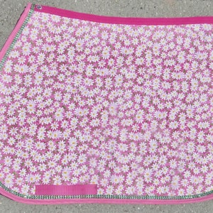 Saddle pad Equestrian Horse or Pony Size Saddle Pad Pink Daisy with pink Accents and Bling Trim