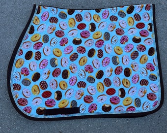 Saddle Pad Horse English " Donuts " Print with Bling Trim Equestrian Hunter Jumper