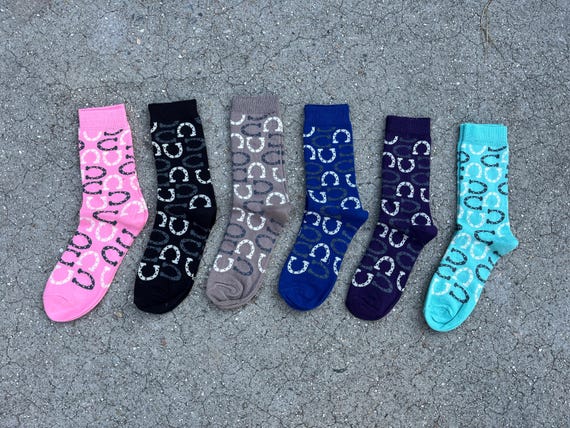 Socks Crew Horse Shoe Socks Lucky Socks Equestrian Socks