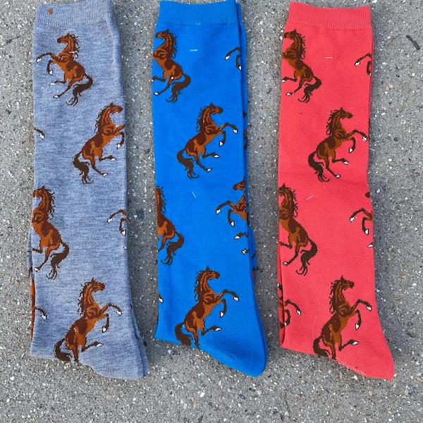 Horse Socks, Riding Sox, Equestrian Tall Socks, Riding Boot Sox, Running Horses, Fits Ladies Size 6-11