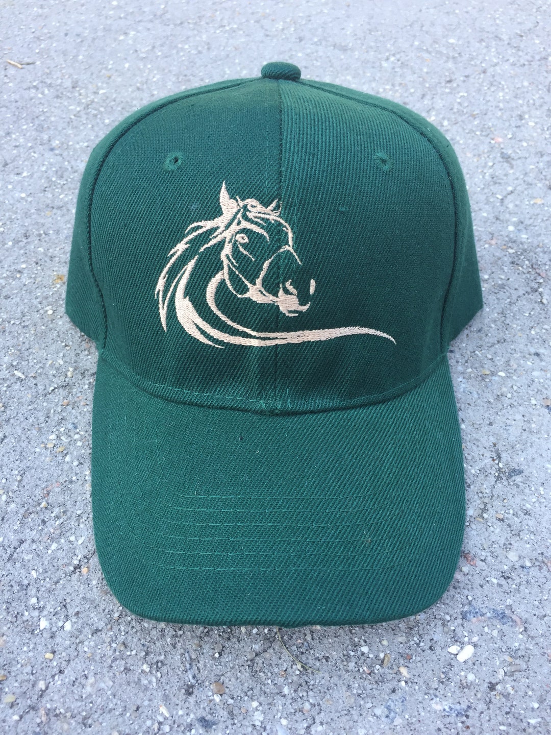 Baseball Cap Hat Horse Equestrian Hunter Green and Tan Horse Etsy