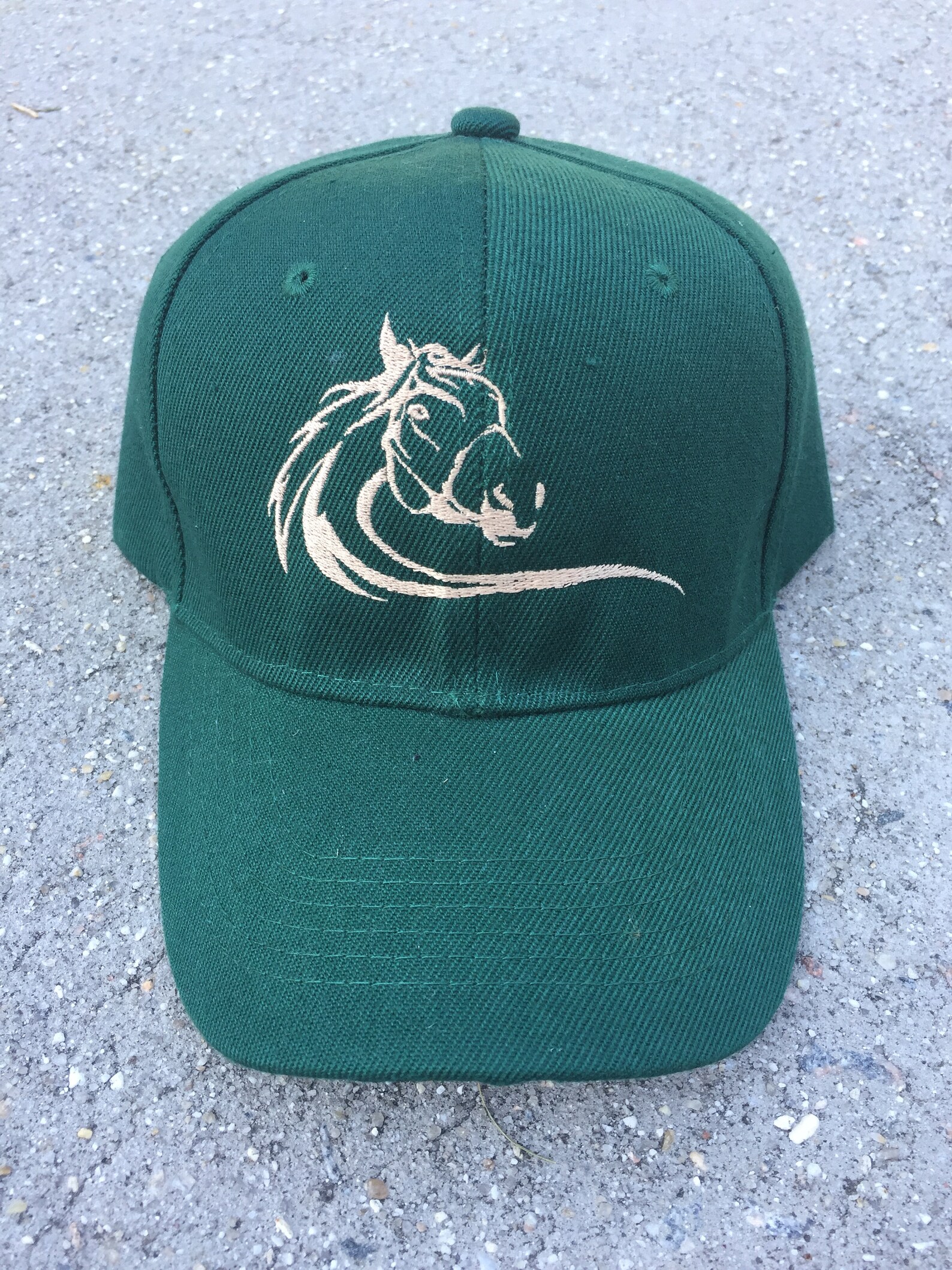 Baseball Cap Hat Horse Equestrian Hunter Green and Tan Horse Etsy