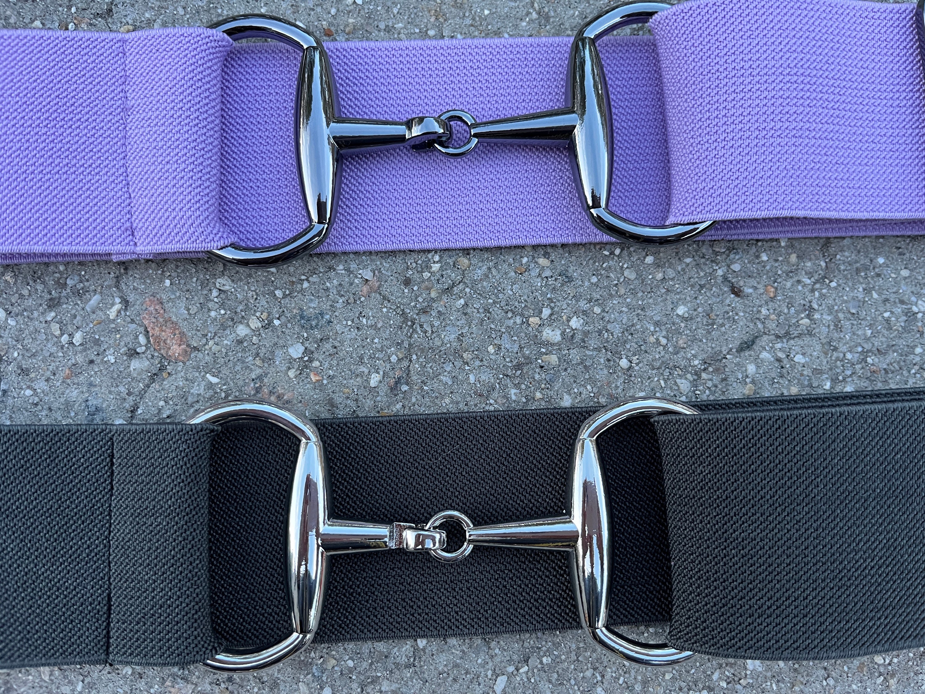 Lavender Equestrian horse Silver Snaffle Bit Belt 1.5” Elastic 1 size English Snaffle bit Belt 1.5” – CM Equestrian main image 4