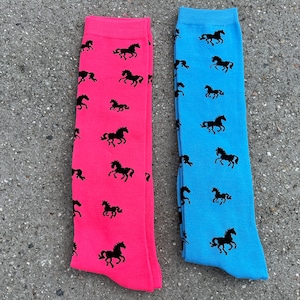 Horse Socks, Riding Sox, Equestrian Tall Socks, Riding Boot Sox, Running Horses, Fits Ladies Size 6-11
