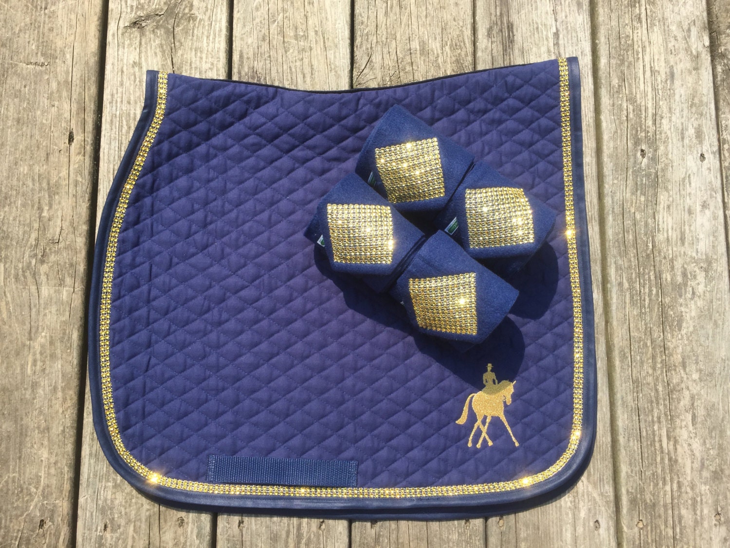 Custom PONY Dressage Saddle Pad Set with Polo Wraps and Bling Etsy