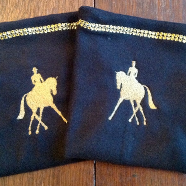 Dressage Stirrup Dust Covers Black with Bling accent MANY Color Combinations