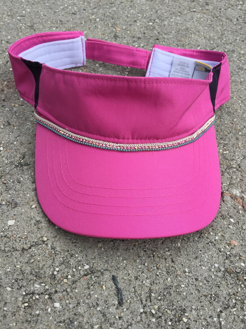Hot Pink Visor With Bling Trim Etsy