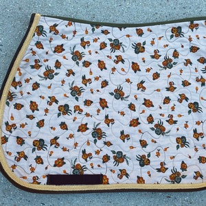 Saddle pad Floral print with Braided Trim  HORSE or PONY Size  English  or Dressage Saddle Pad