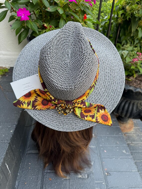 Sun Hat Fedora Style With SUNFLOWERS - Sun Hat - Fashion 