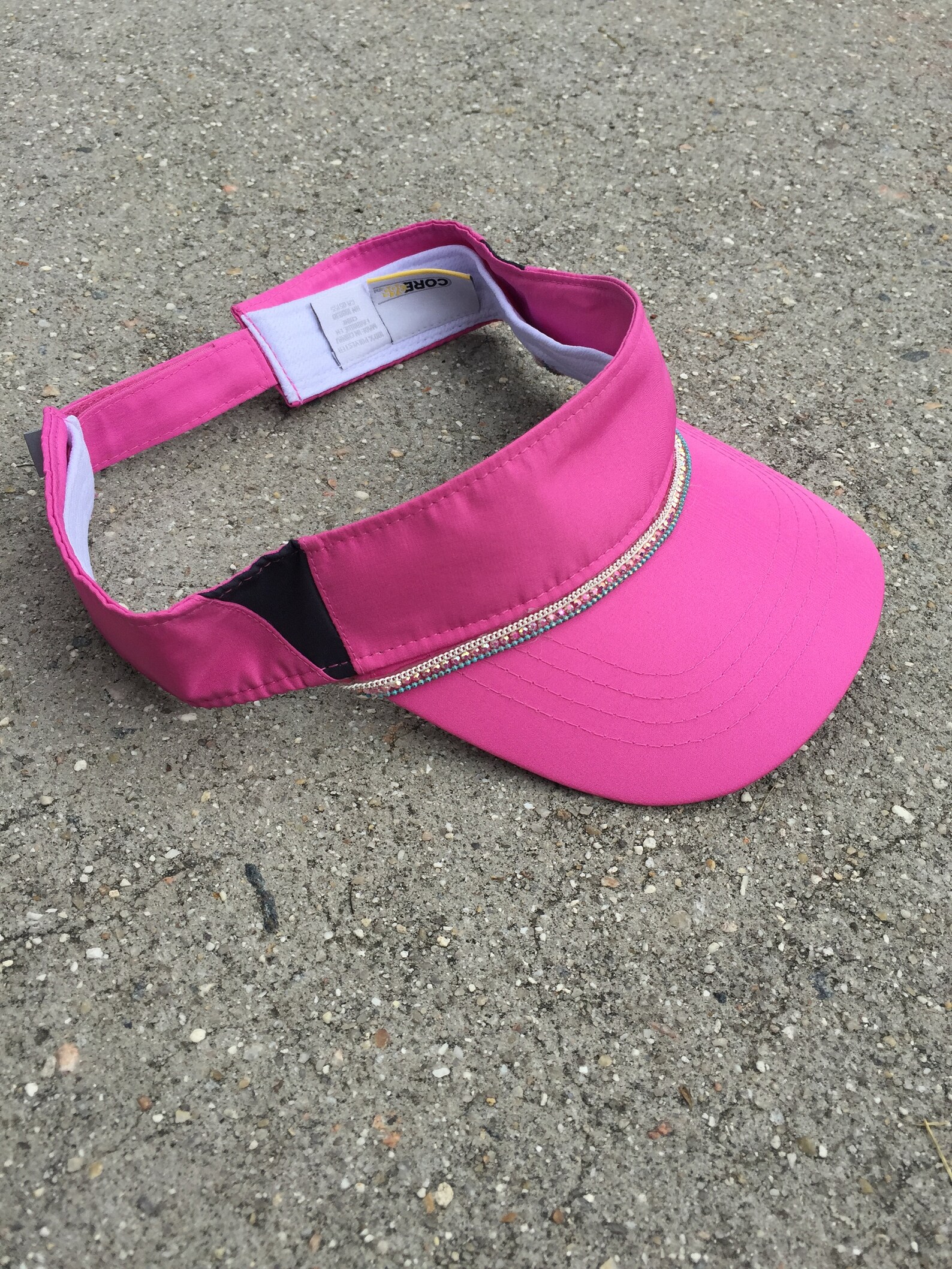 Hot Pink Visor With Bling Trim Etsy