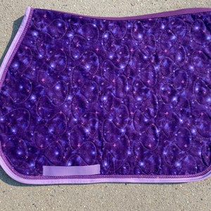 Saddle Pad Purple Star Glitter with Lavender Accents Bling Trim English Horse Pony Sizes