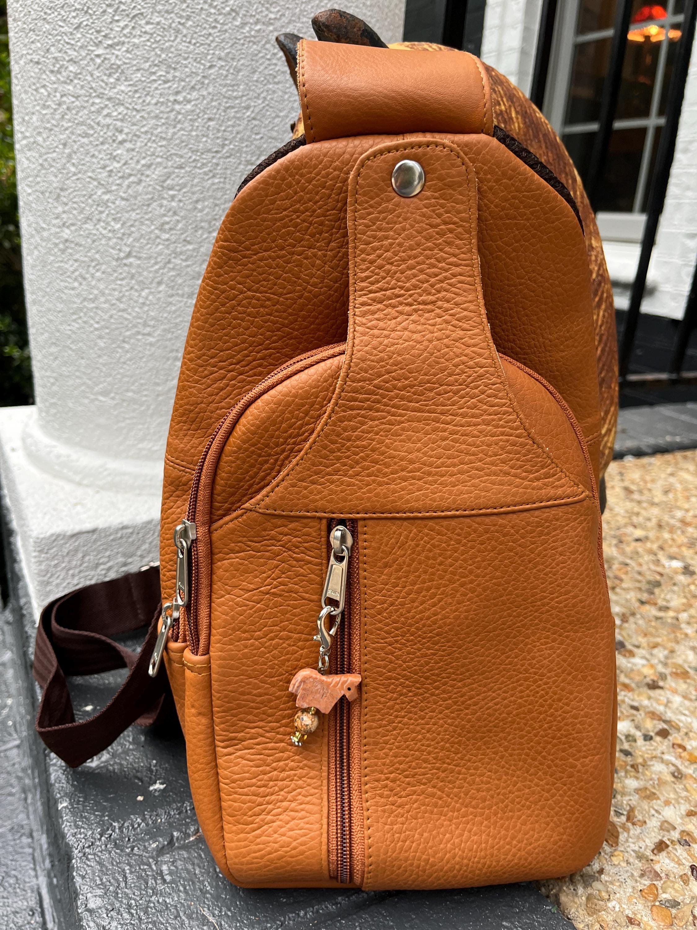 Chestnut Torso Leather Sling Backpack The Sling Backpack - Handmade Women main image 3