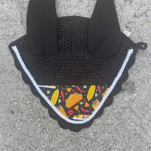 Fly Bonnet TACOS Fly Bonnet Veil Ear Net Bonnet Mask  Cotton Crochet Hand Made