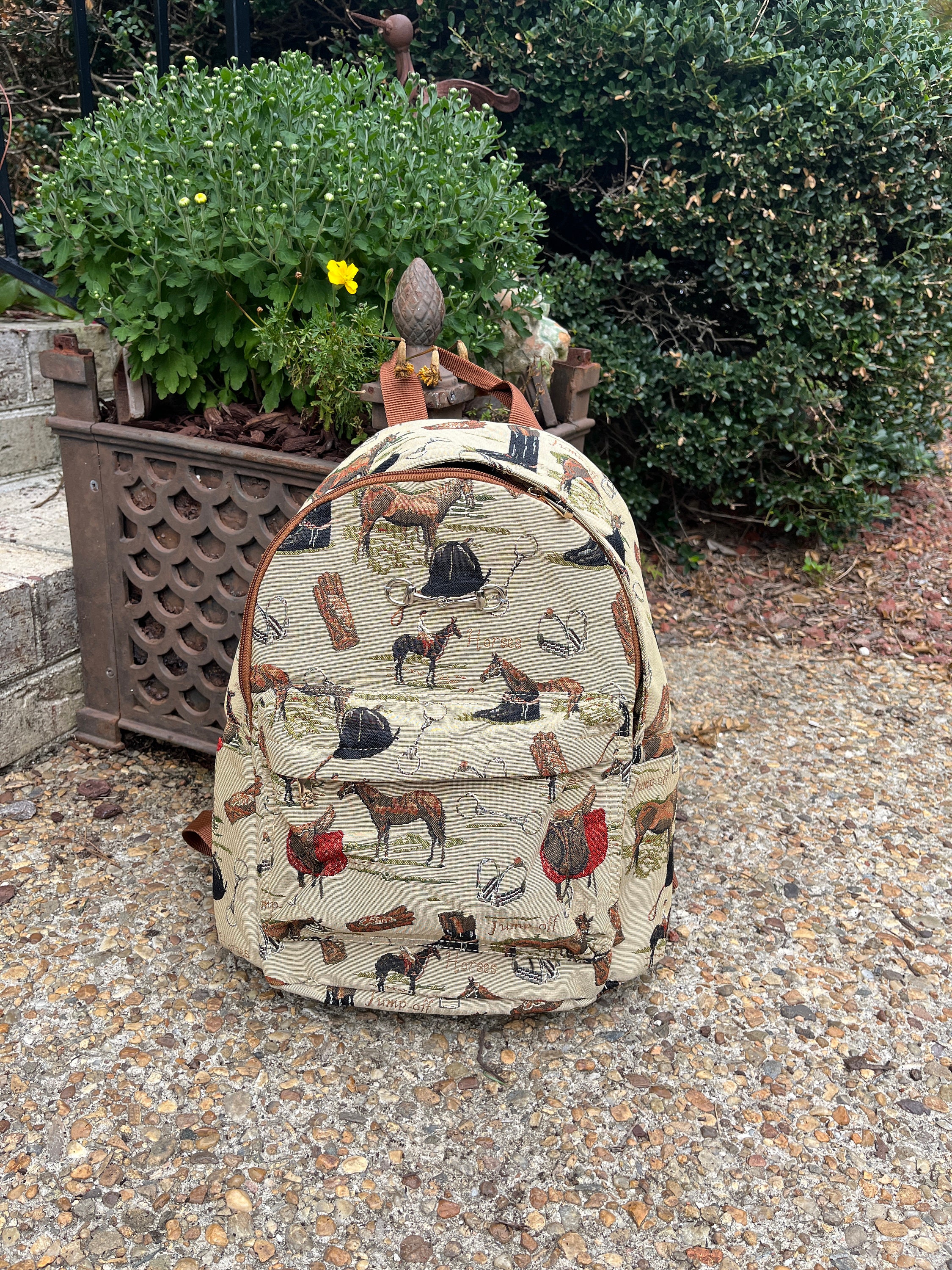 EUC ? Tapestry black HORSE Backpack il_fullxfull.1263566126_27g4.jpg main image 4