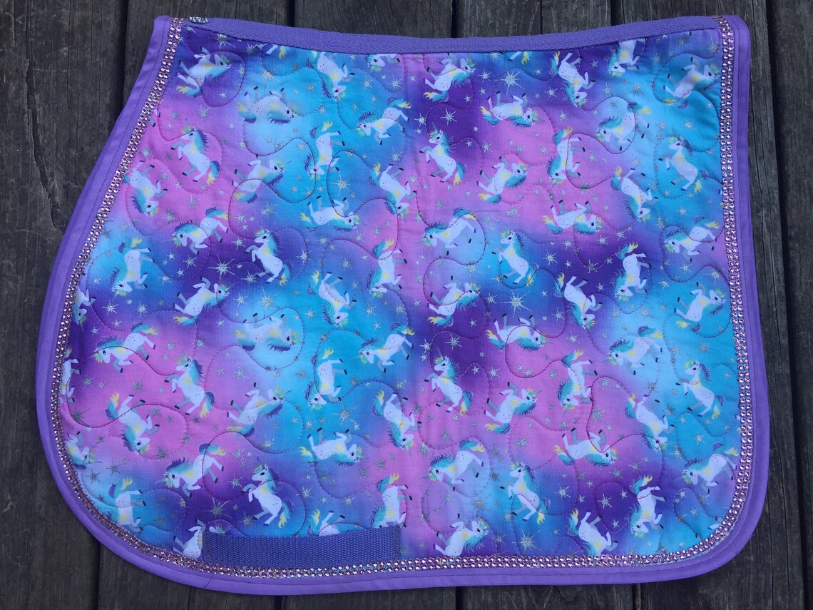 UNICORN Horse Saddle Pad English Pink Teal Purple W Bling Trim Etsy