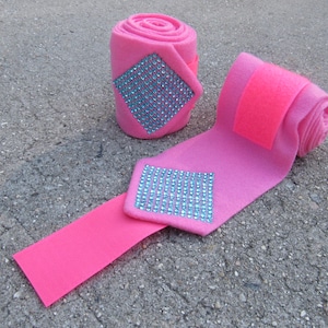 Polo Wraps, Größe Pferd oder Pony mit Bling-Polo-Wraps. Dunkelpink mit Glitzereffekt. Atemberaubend!