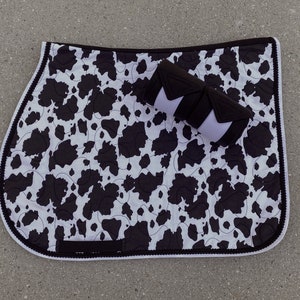 Saddle Pad COW Print with Matching Polo Wraps Horse and Pony Size Equestrian Hunter Jumper