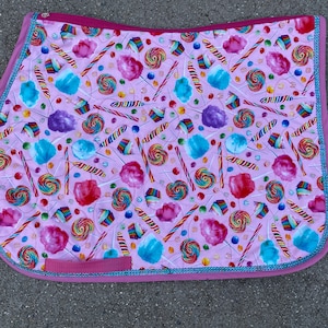 Saddle Pad Horse Pony Custom English The Barn Closet CANDY Pink and Teal Horse and Pony Sizes Hunter Jumper Dressage Equestrian