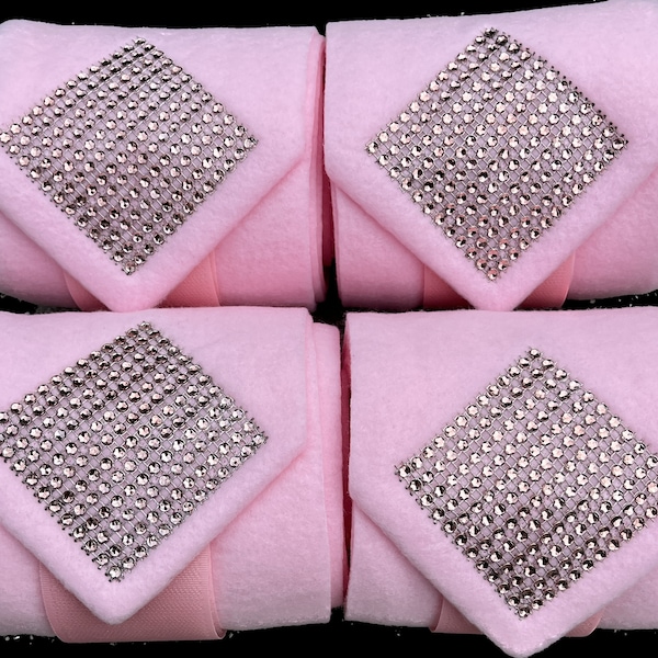 Polo Wraps Equestrian Pastel Pink Bling in Horse and Pony Sizes Sets of 2 or 4