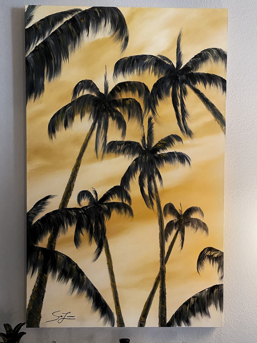 Tropical Sunset Palm Trees Fine Art Oil Painting “summer Night Palms ...