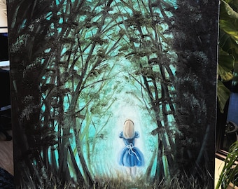 Disney Wall Art Alice In Wonderland, Stretched Canvas,  “Find Your Way” Original Oil Painting