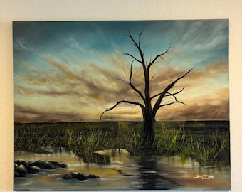 Sunset Landscape Original Oil Painting 22x28 Fine Art