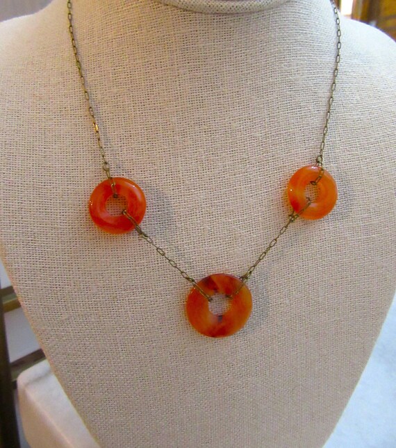 Art Deco Carnelian Necklace Antique Chinese Export - image 1