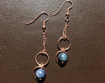 LotsaCopper dangling "Hit and Miss" Earrings With Copper Ear Wires