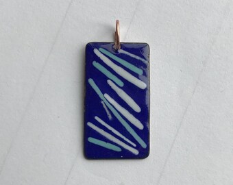 LotsaCopper Enameled Copper Pendant - Blue Streaks