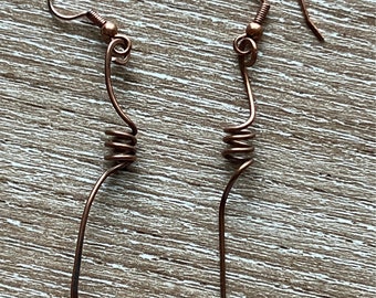 LotsaCopper Swirlygig Earrings on copper wires