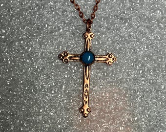Vintage Copper Pendant on 24" Copper Plated Chain with Lobster Clasp