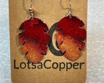 LotsaCopper Flame Enameled Earring