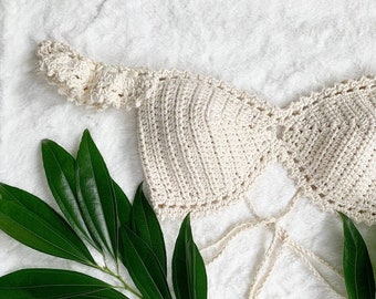 PDF Jungle Jane Bandeau Top Pattern (Size Small) - Crochet Bandeau Top Pattern, Crochet Crop Top Pattern, Crochet Bikini Top Pattern