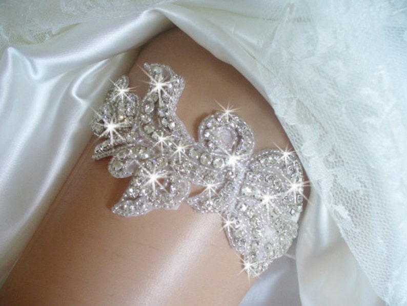 Light Turquoise Blue Wedding Garter Set, Lt. Turquoise Garter, Bling