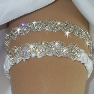 Sparkle Wedding Garter Set, Bridal garter Set, Rhinestone Keepsake Garter Set, Crystal Wedding Garter, Bling Bridal Garter, Bridal Garder