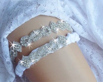 Keepsake Garter Set, Destination Wedding, Original Rhinestone Wedding Garter Set, Toss Garter, Bridal Garter Set, 12 Colors