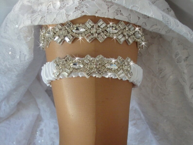 Sparkle Wedding Garter Set Crystal Bridal Garter Rhinestone Etsy