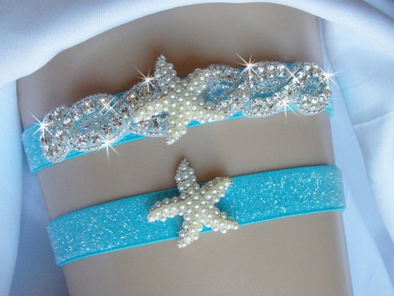 Beach Wedding Garter Starfish Bridal Garter Something Blue Etsy