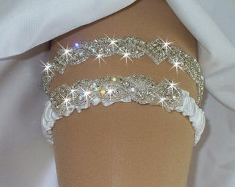 Original Rhinestone Wedding Garter Set  with Toss Garter, Original Bridal Garter Set, 12 Color Choices, Weddings