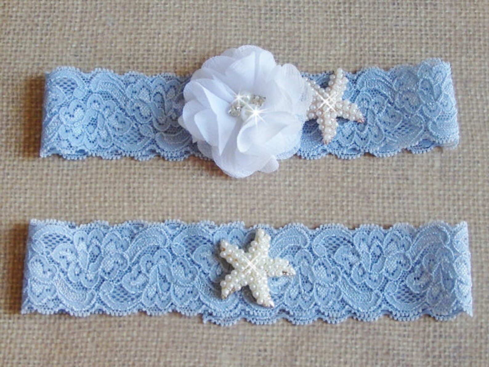 Blue Beach Wedding Garter Set Starfish Bridal Garter Belts Etsy