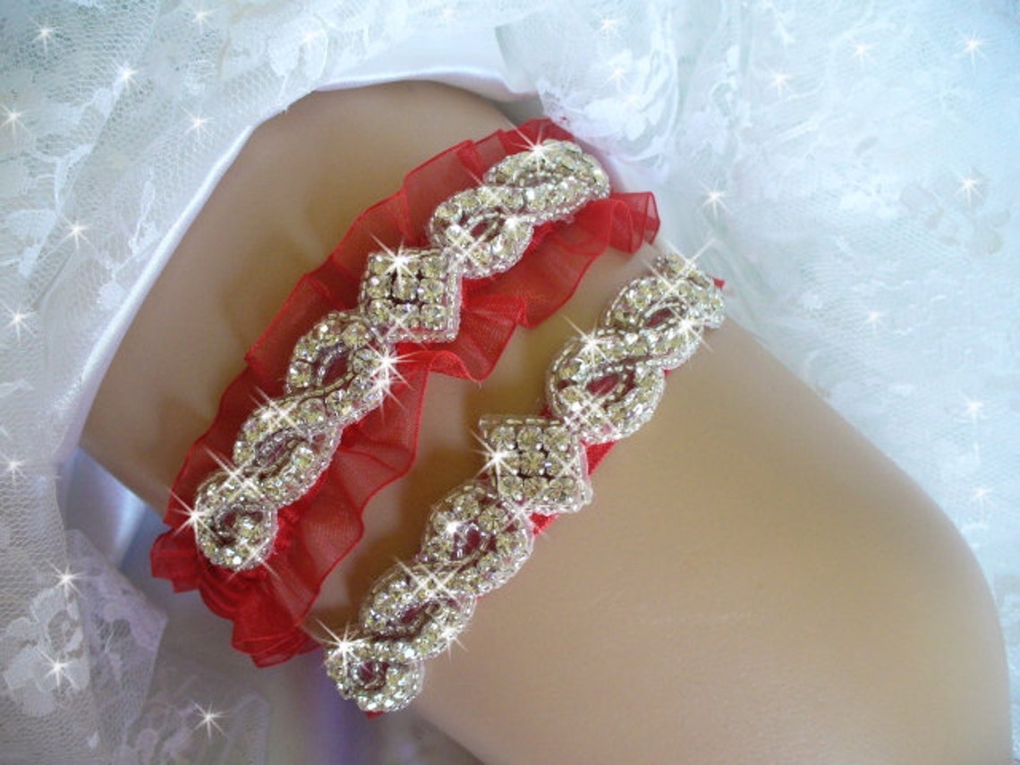 Wedding Garter Etsy Red Wedding Garter Set Red Bridal Garter Etsy